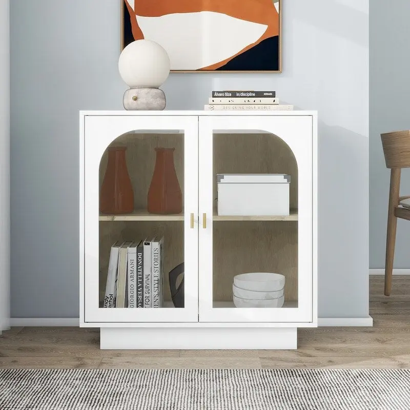 2 Storage Cabinet with Glass Door for Living Room, Dining Room, Study