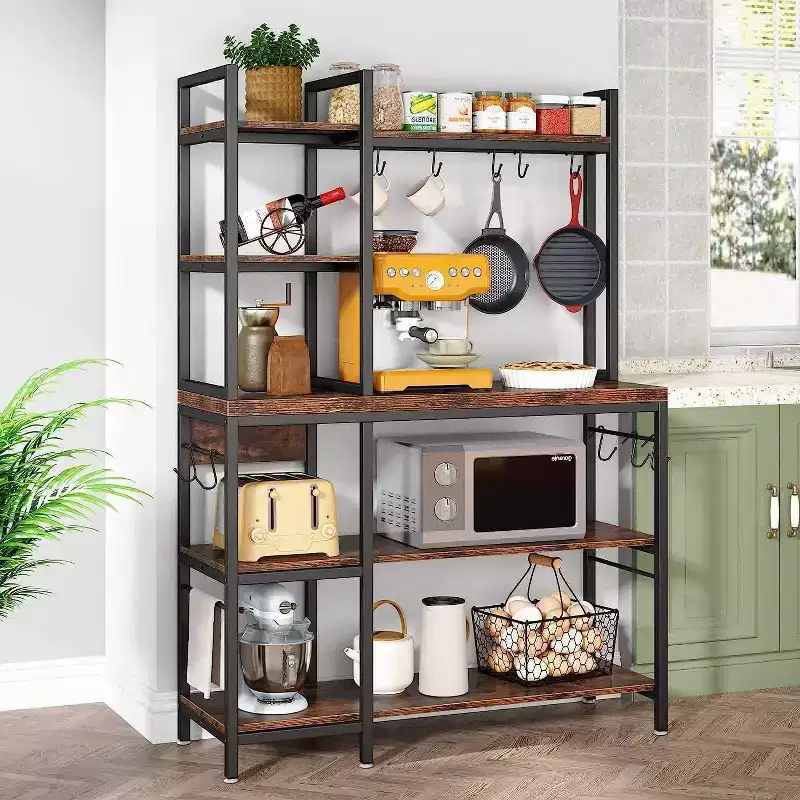 LITTLE TREE 5 Tier 43" Bakers Rack Brown/Black