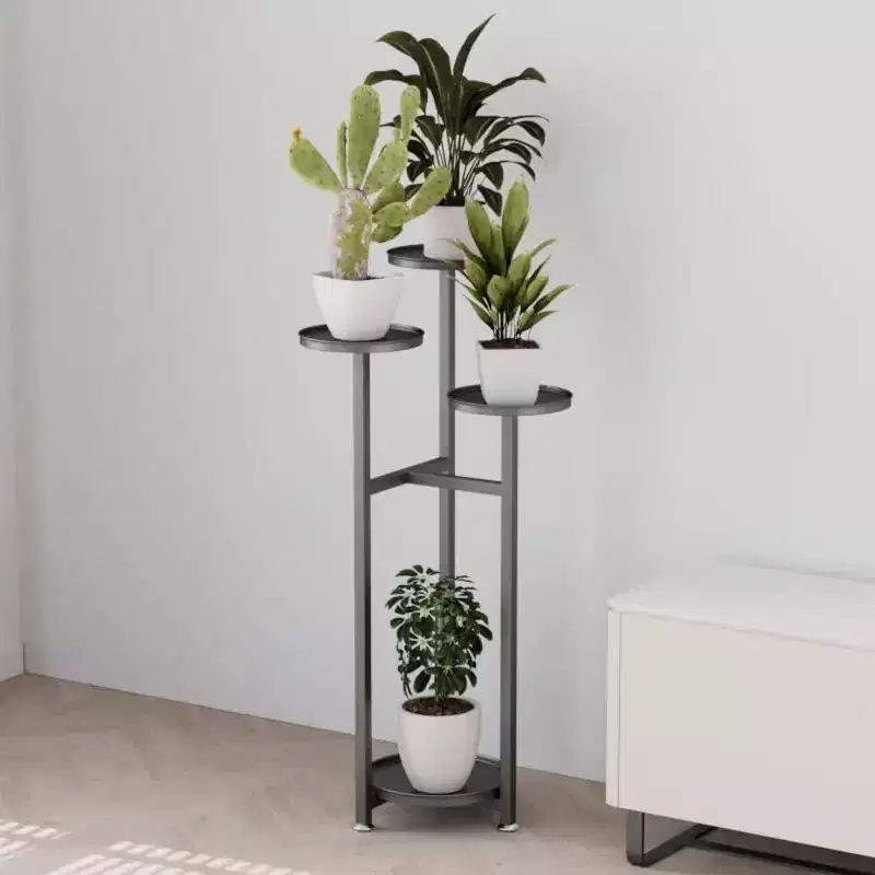 Multi-Layer Tall Metal Plant Shelf for Indoor Corner Anti-Slip Feet, Heavy Duty Tiered Stand for Living Room, Balcony, Patio