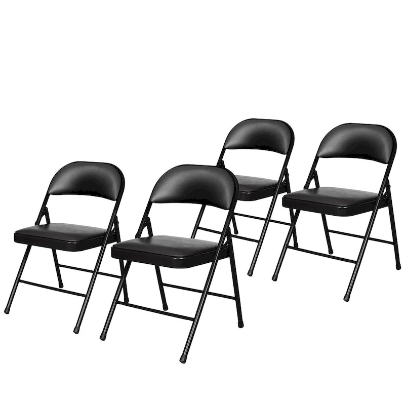 Hampden Furnishings Bernadine Basics Collection Vinyl Folding Chair, Pack of 4