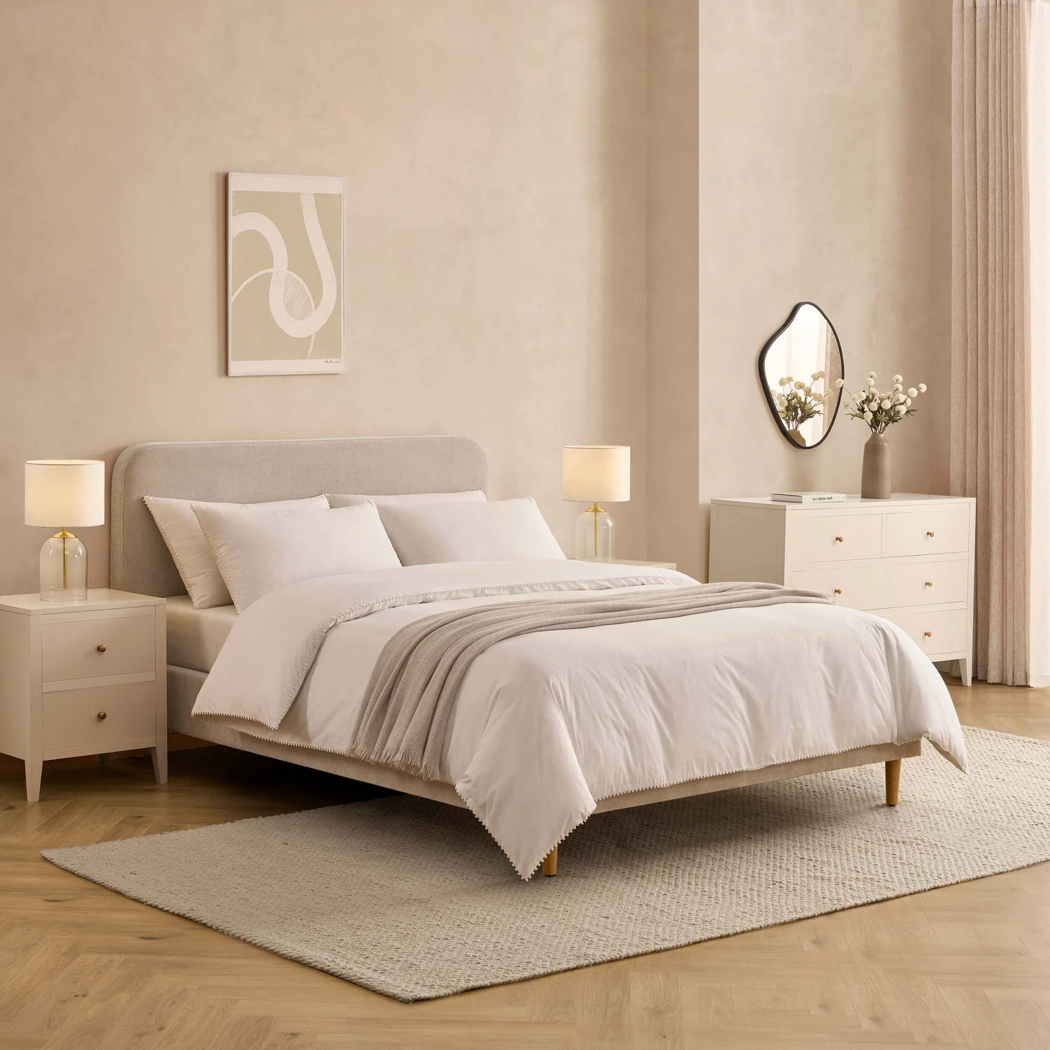 Bed Frame - Chenille Light Grey