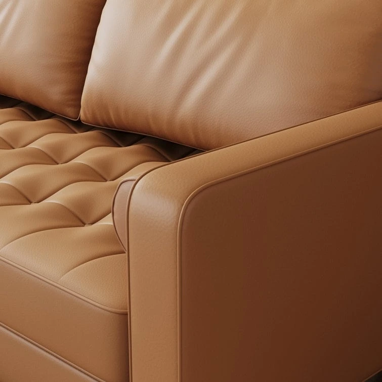 Stateside Upholstered Leather Square Arm Sofa Couch 70