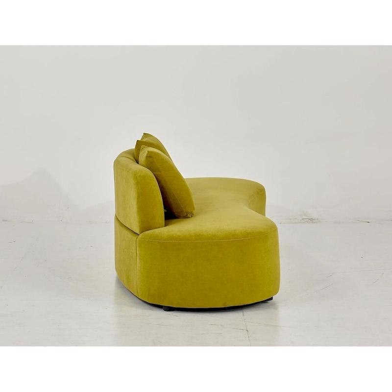 90.2 inch Half Moon Curved Velvet Living Room Sofa