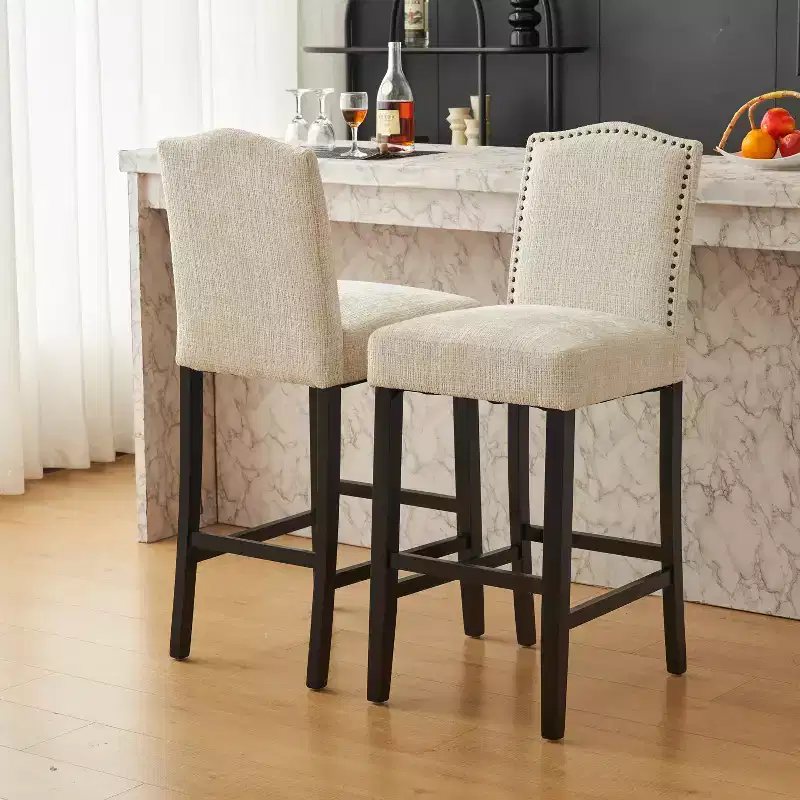 Christopher Knight Home Olaf 30 Contemporary Rubberwood Upholstered Barstools (Set of 2)