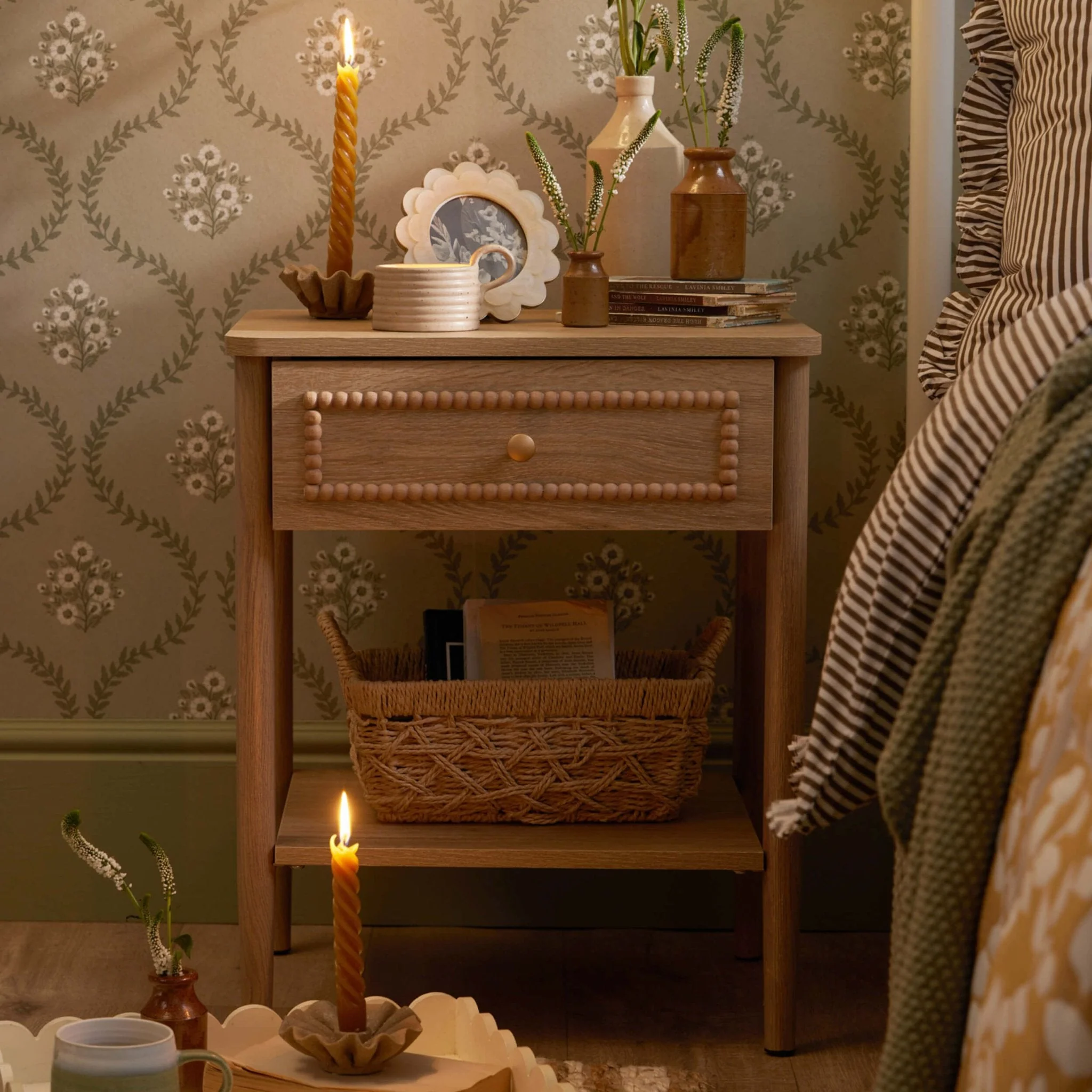 1 Drawer Nightstand - Light Wood