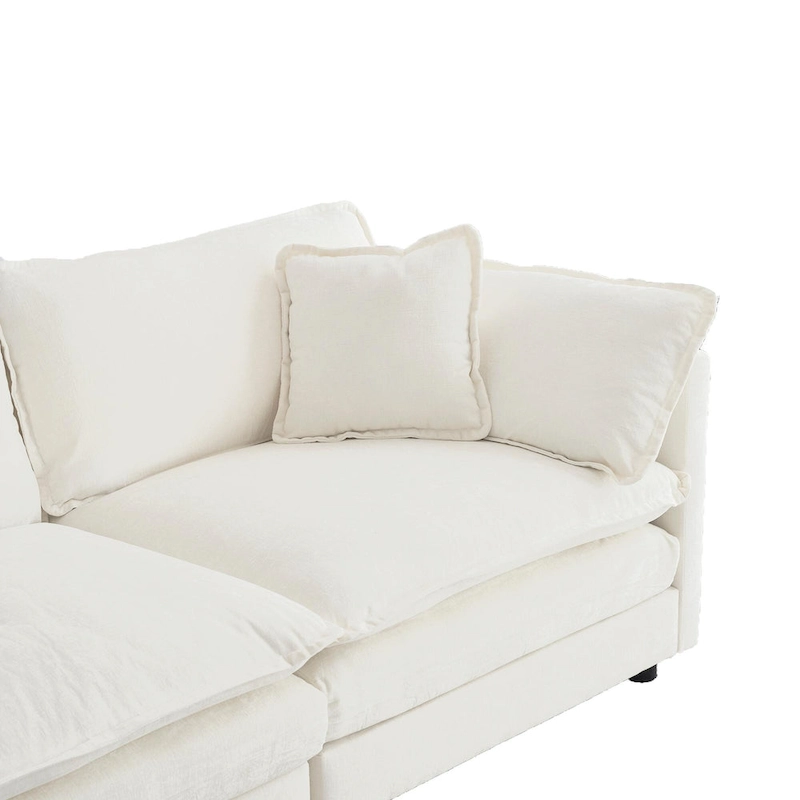 5-Piece Modular Chenille Upholstered L-Shaped Sectional Sofa with Ottoman