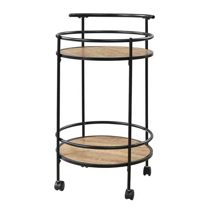 Serving Bar Cart in Weathered Oak and Black