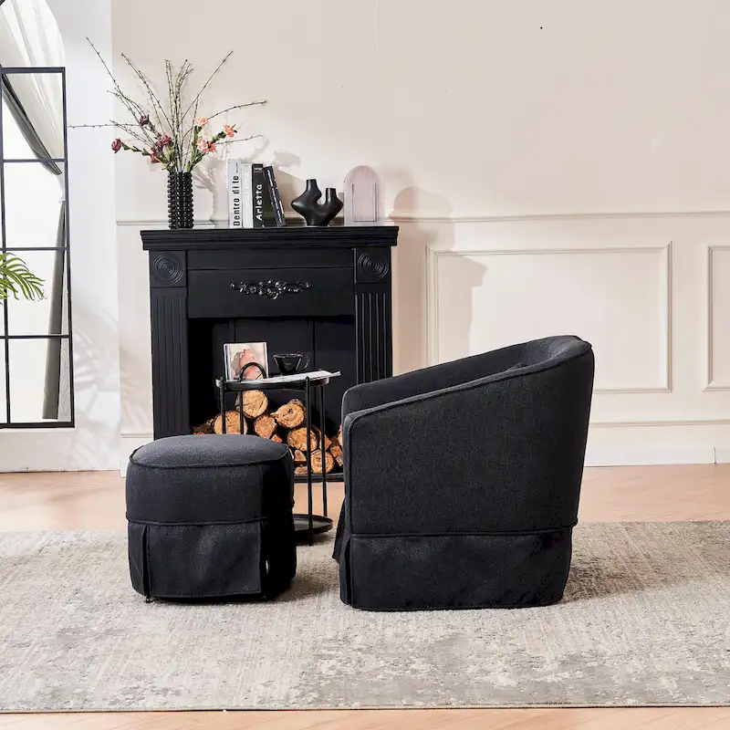 Swivel Barrel Chair With Ottoman