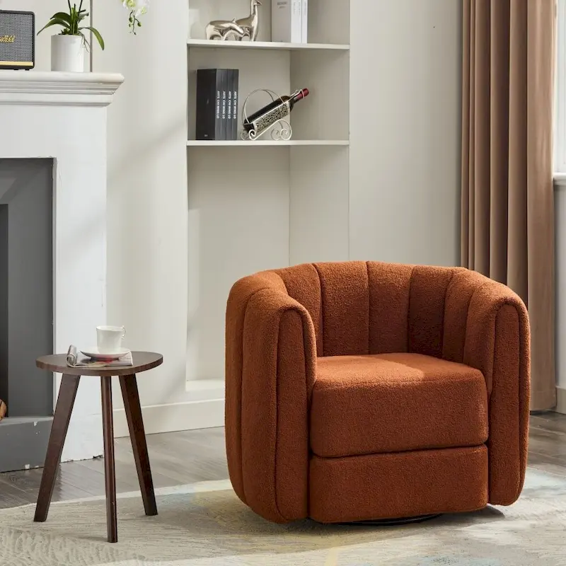 Swivel Accent Barrel Chair, Modern Round Armchairs with Upholstered, Comfy Swivel Accent Chair