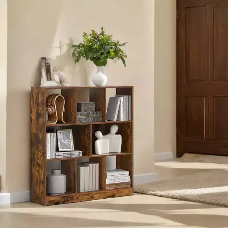 Cube Bookcase, Freestanding Storage Unit with 8 Open Compartments