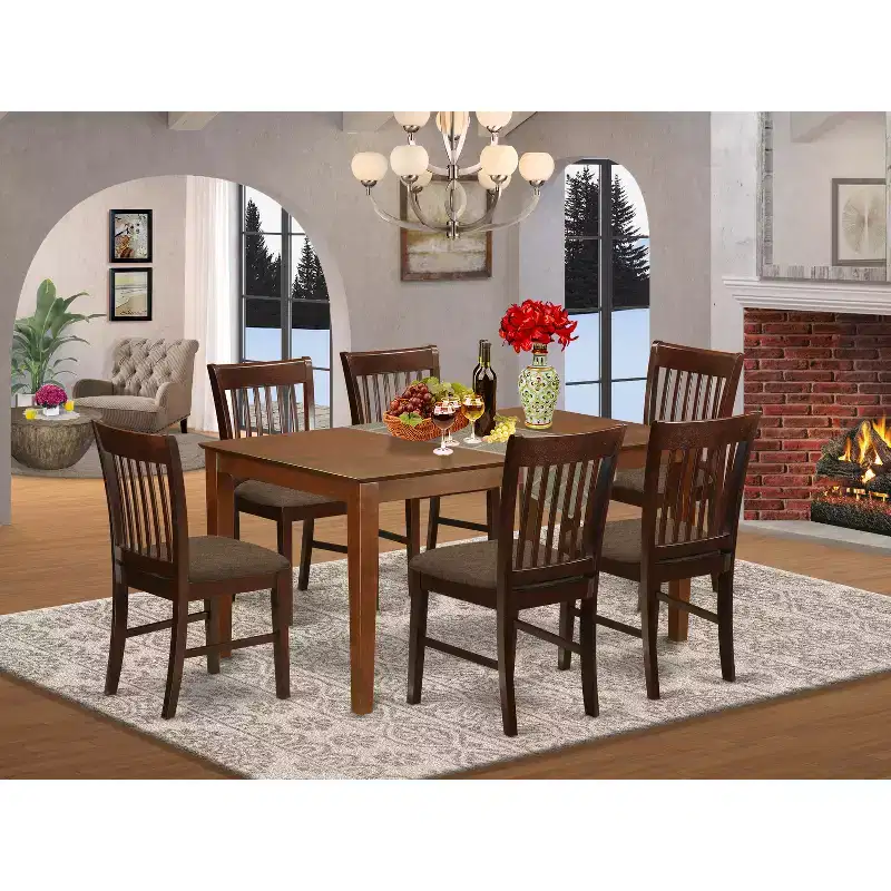 HomeStock Belmont Small Kitchen Table Set - Dining Table And Dining Chairs, Mahogany