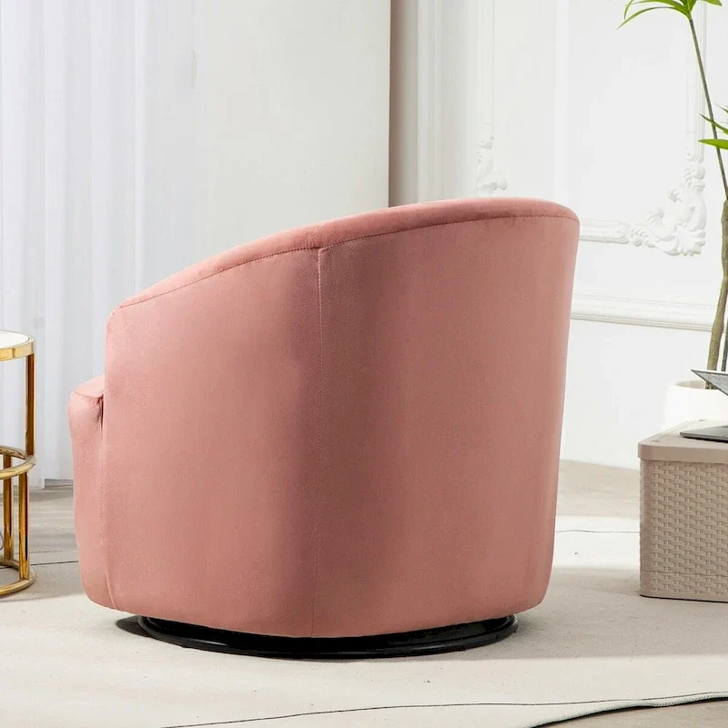 US Pride Furniture Accent Chair with Barrel-shaped Design and 360 Degree Swivel Feature