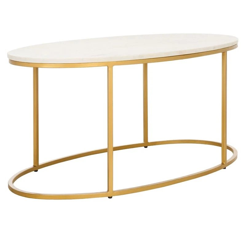 Marble Coffee Table (Fully Assembled) - 39 In. W x 21 In. D x 18.3 In. H - 39Wx21Dx18H