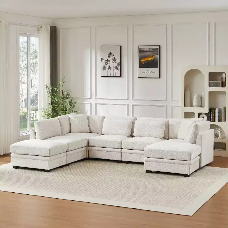 Christopher Knight Home Blair Modern 7 Piece Reversible Upholstered Modular Sectional Sofas with 2 Ottomans