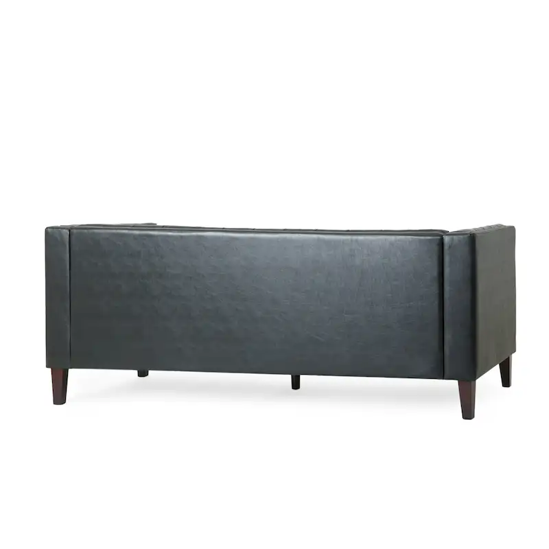 Pondway Faux Leather Tufted 3 Seater Sofa by Christopher Knight Home