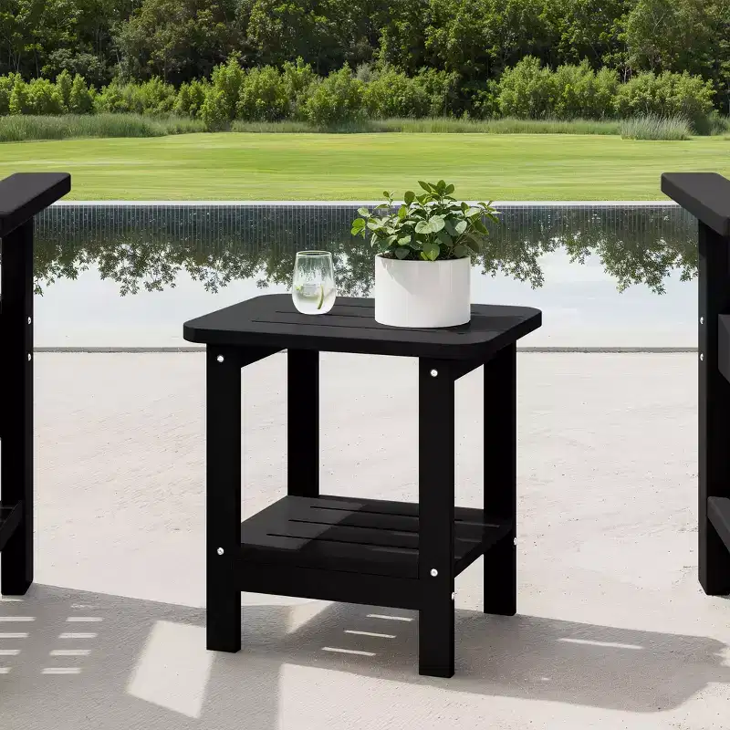 WestinTrends Aruba 2-Tier Outdoor HDPE Modern Adirondack Square Patio Side Table, Turquoise