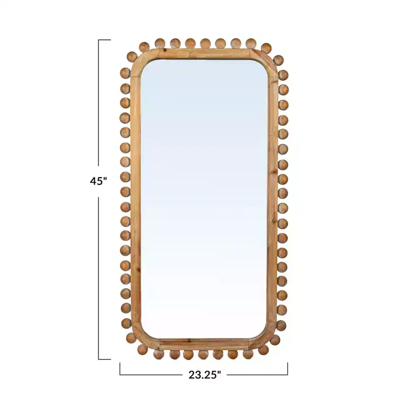 Firwood Boho-Southwestern Rectangular Wall Mirror, Natural