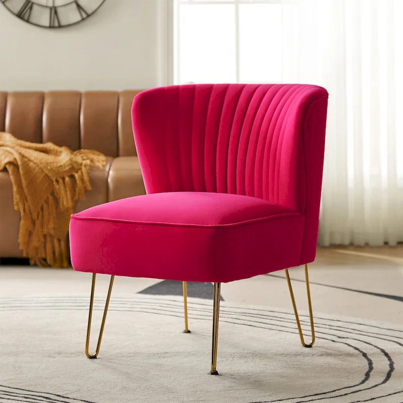 Barto Modern Velvet Tufted Side Chair with Golden Legs by HULALA HOME