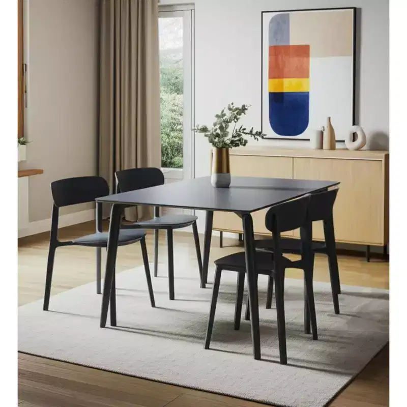 HomeRoots Set of Four Gray Heavy Duty Plastic Dining Side Chairs
