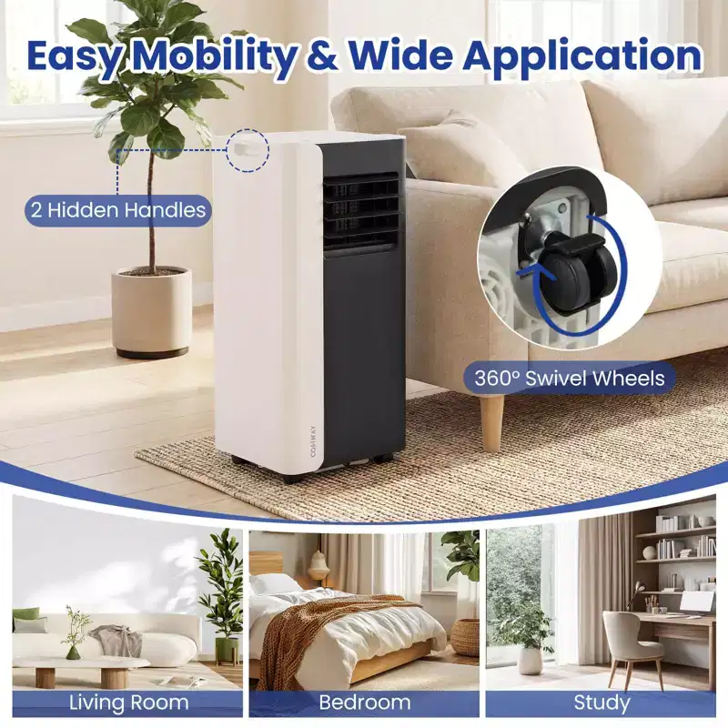 Costway 3 in 1 Portable Air Conditioner with Fan & Dehumidifier Mode, Sleep Mode, 24H Timer
