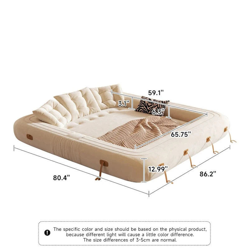 JASIWAY Modern Convertible Sleeper Sofa Chair Bed, White