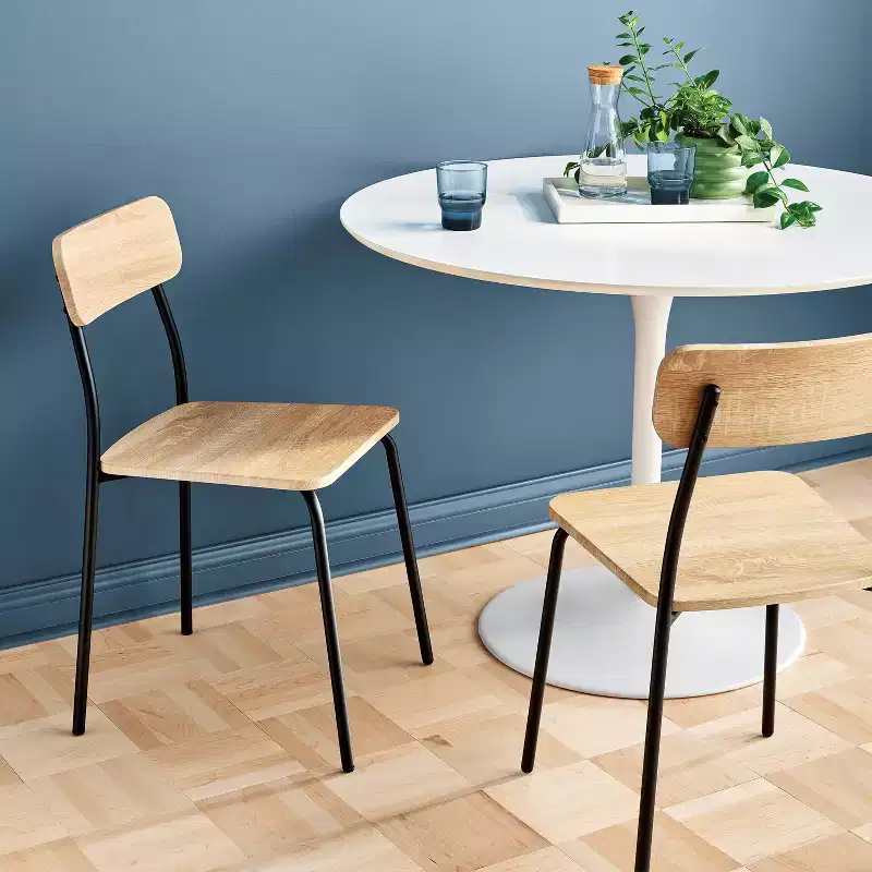 Set of 2 Wood with Metal Base Dining Chair Natural - Room Essentials™