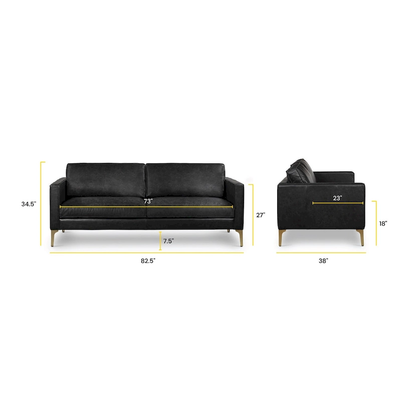 Poly & Bark Mateo 82.5 Sofa - Full Grain Genuine Italian Leather