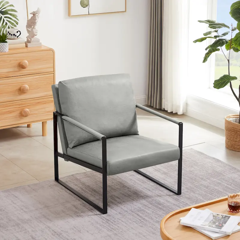Faux Leather Accent Arm Chair