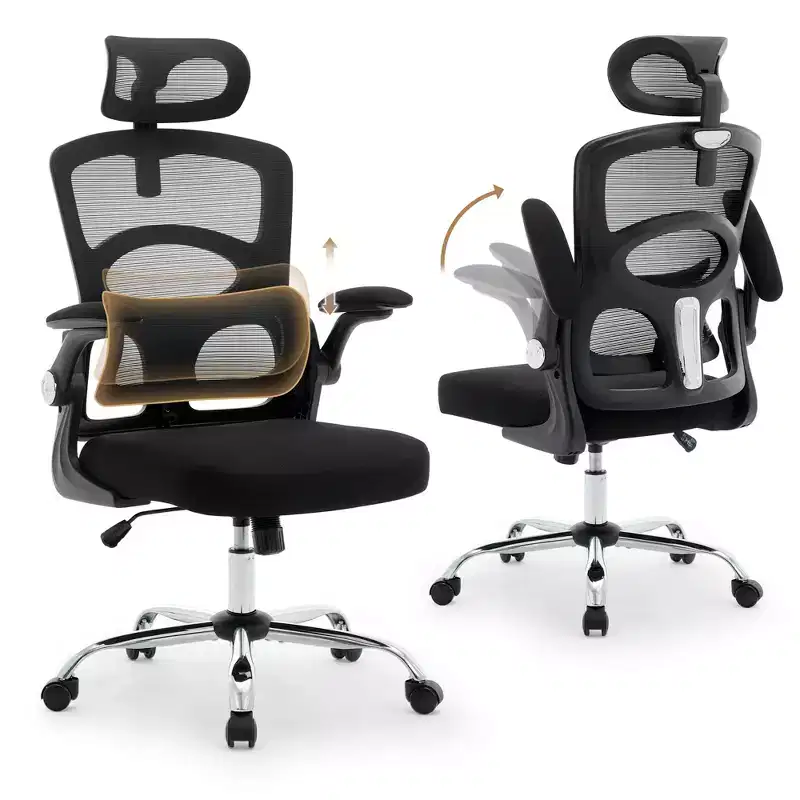 Ergonomic High-Back Mesh Office Chair, Adjustable Headrest, Lumbar Support 360 Swivel Rolling Chair Computer, Gaming Task Chair, for Home or Office