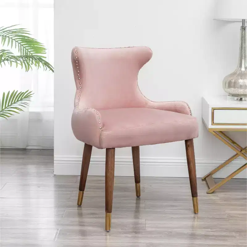Roundhill Furniture Lindale Contemporary Velvet Upholstered Nailhead Trim Accent Chair, Pink