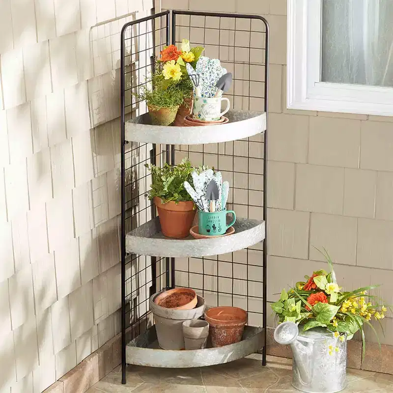 The Lakeside Collection 3-Tier Metal Corner Shelves