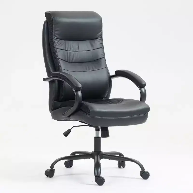 Okak High-Back Office Chair, Upholstered Desk Chair with Adjustable Height and Wheels, Comfy Chair for Reading Room, Study