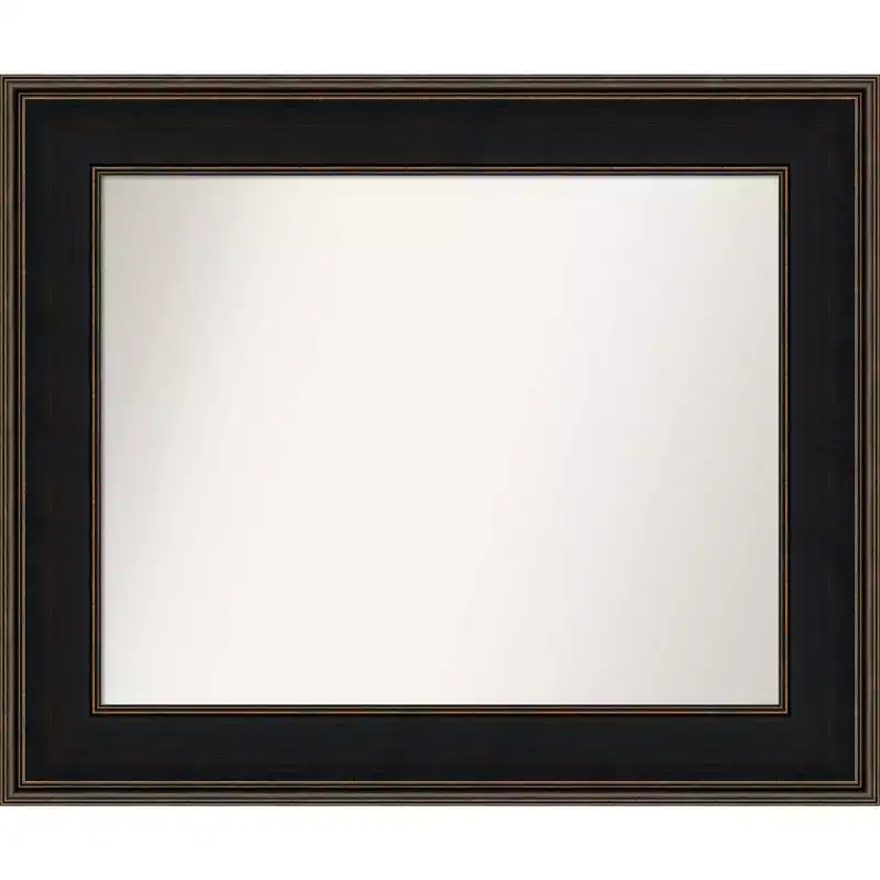 36" x 30" Non-Beveled Mezzanine Wood Bathroom Wall Mirror Espresso Brown - Amanti Art: Modern Rectangular, Wall Mounted, Wood Frame