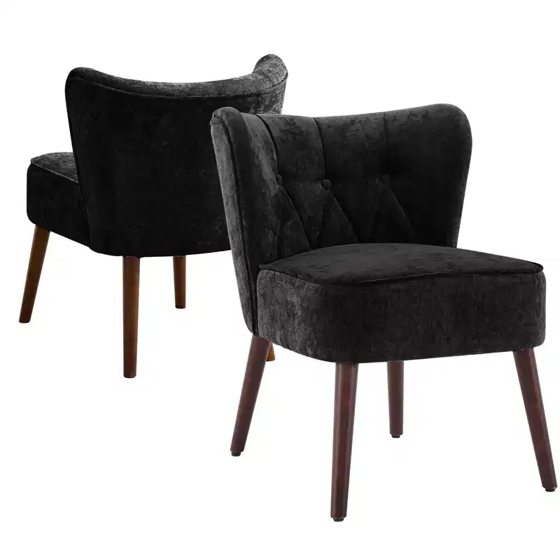 GustoWave Mid Century Accent Chair with Solid Wood Legs, Modern Upholstered Wingback Living Room Chair, Dining Chairs