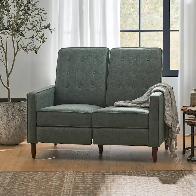 Denison Upholstered Loveseat Pushback Recliner by Christopher Knight Home