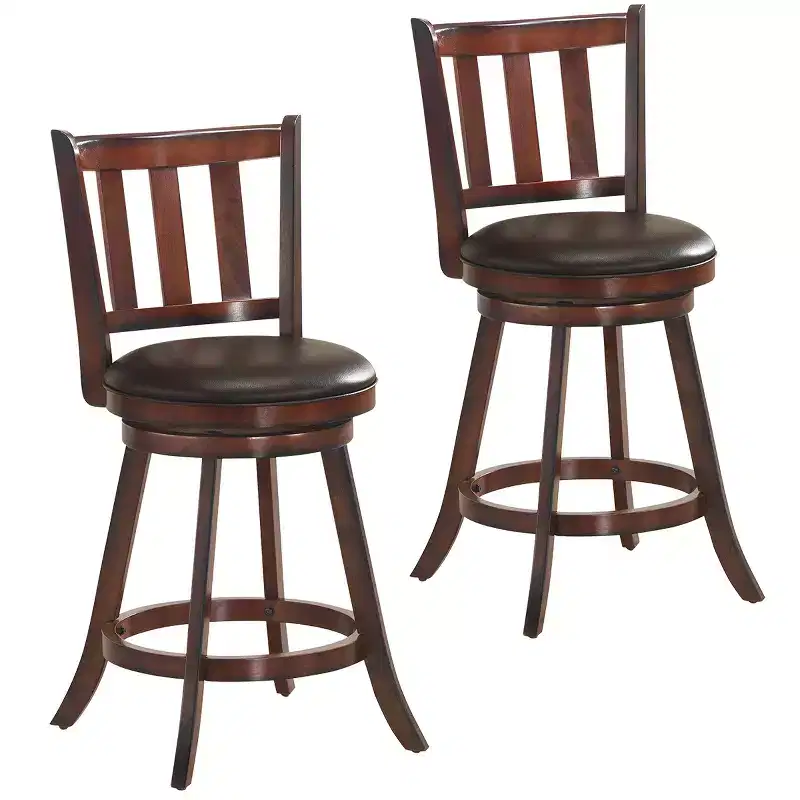 25'' Swivel Bar Stool Leather Padded Dining Kitchen Pub Bistro Chair High Back