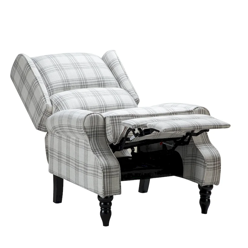 Olympus Upholstered Classic Manual Wingback Recliner with Solid Wood Legs by HULALA HOME