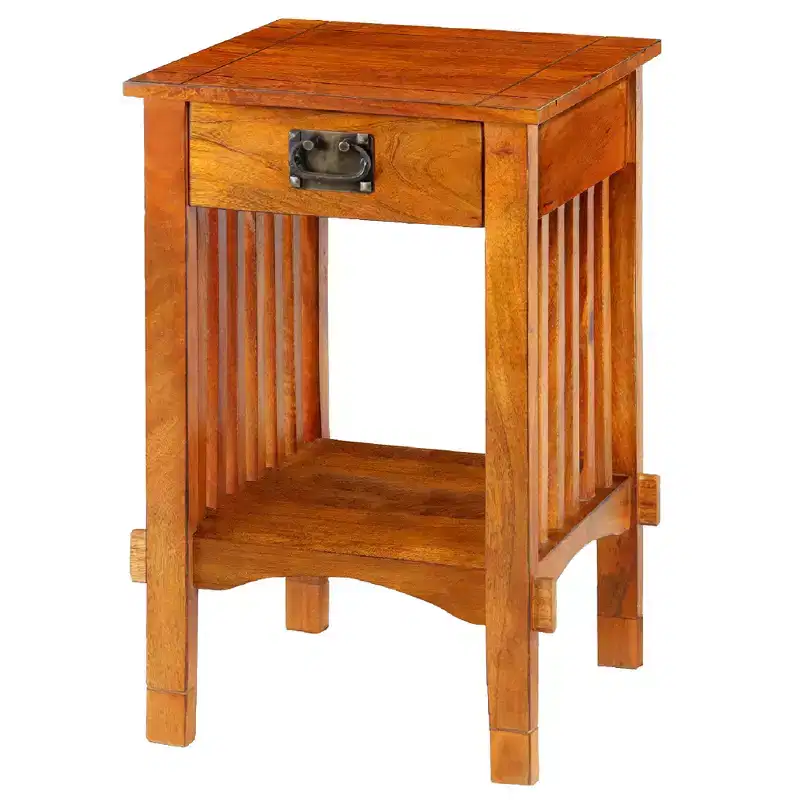 Royal Hampton Spacious Mango Wood with Slatted Side Panels Telephone Stand