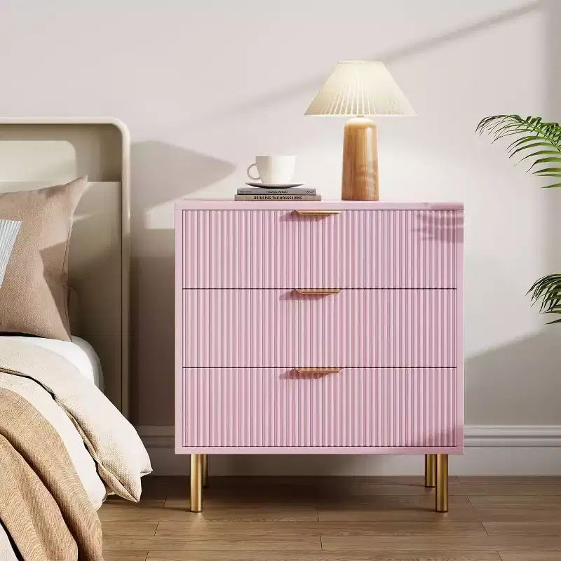 3-Drawer Dresser, Modern Wooden Bedroom Chest of Drawers With Storage Drawers, Farmhouse Style TV Stand for Living Room, Bedroom, Hallway