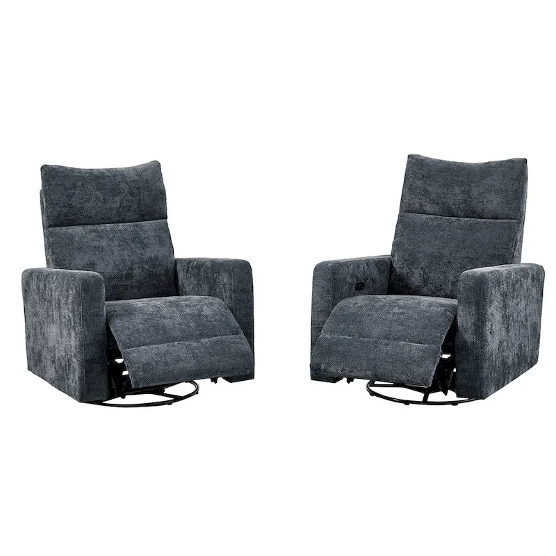 Olmas 33.5W Power Swivel Glider Recliner with USB Charger Set Of 2