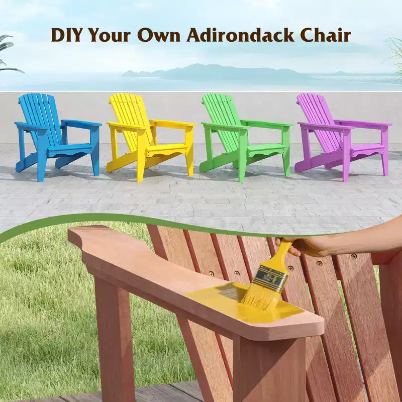 Costway Solid Wood Garden Chair w/ High Backrest Wide Armrests & Contoured Seat