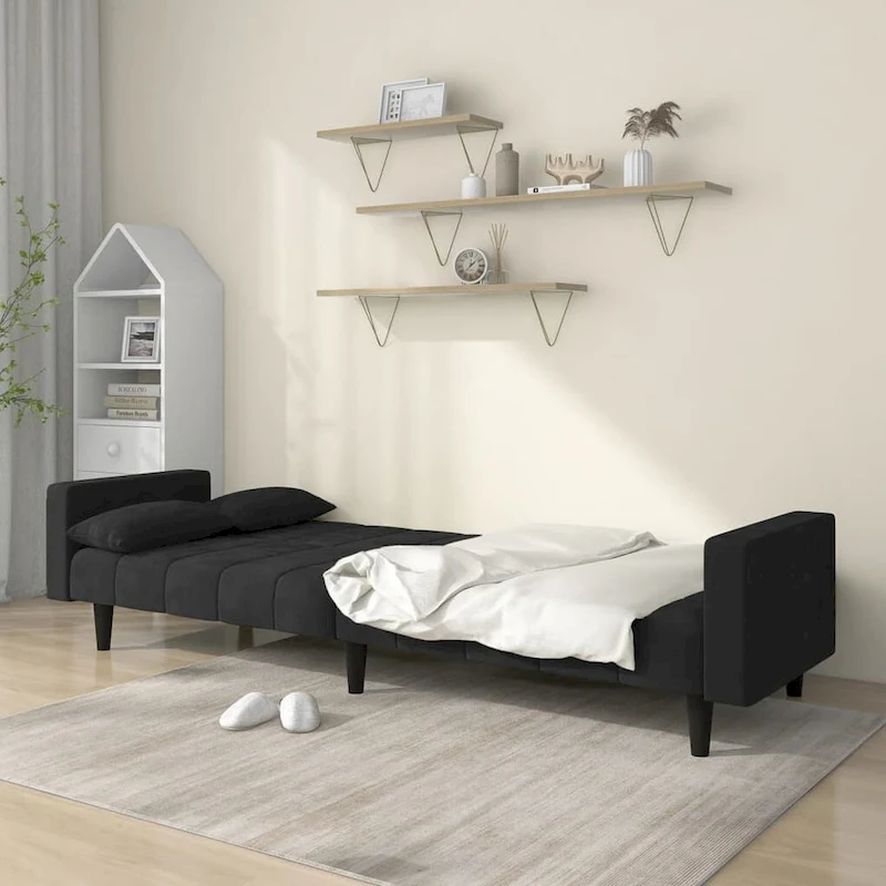 vidaXL 2-Seater Sofa Bed Upholstered Convertible Sleeper Sofa Couch Velvet - 86.6 x 33.3 x 27.2