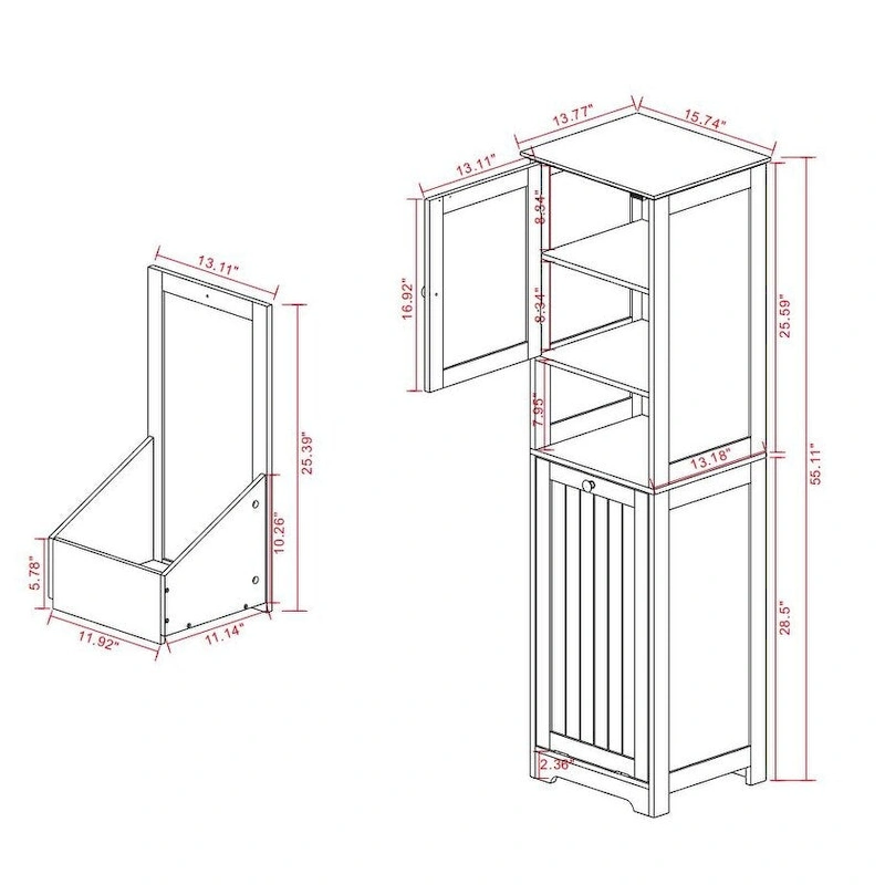 One-Compartment One-Door Tilt-Out Laundry Sorter Cabinet - White