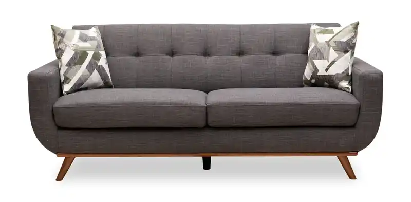 80 Linen-Look Fabric Condo Size Sofa with Wood Legs - Charcoal Grey