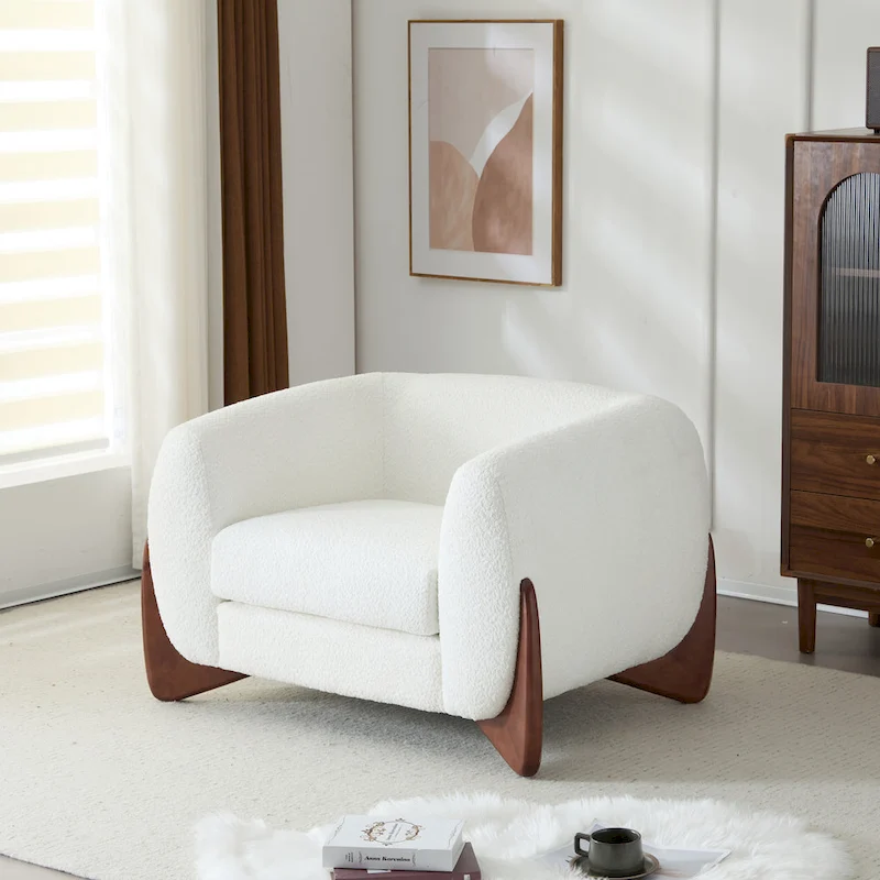 Tina Modern Upholstered Boucle Arm Club Chair by Christopher Knight Home