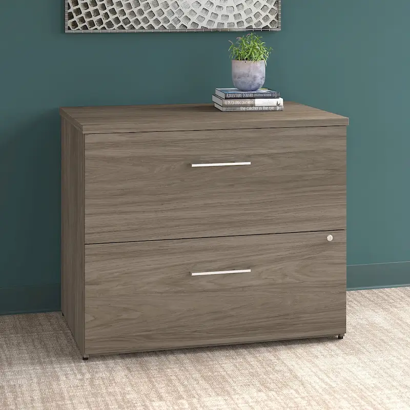 2-Drawer Locking Lateral File Cabinet – Legal/Letter/A4, Ball-Bearing Slides, 88 lb/Drawer