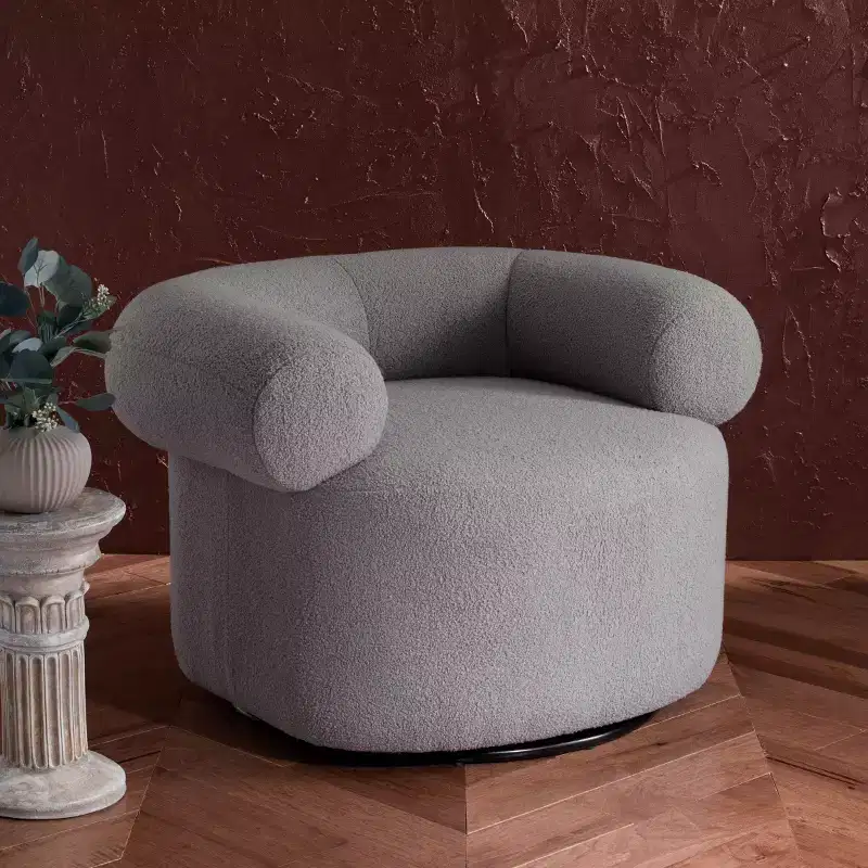 Swivel Accent Chair with Pine Wood Frame and Polyester Upholstery – Seat 19.3