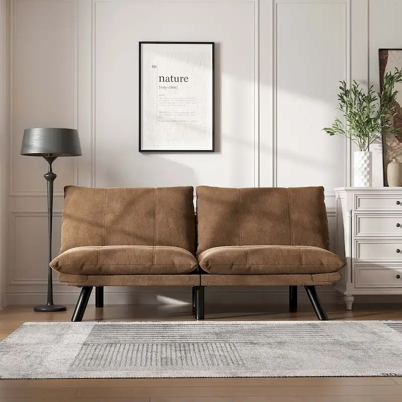 Modern Upholstered 2-Seater Sofa Bed with Adjustable Backrest and Armrests - 70:l
