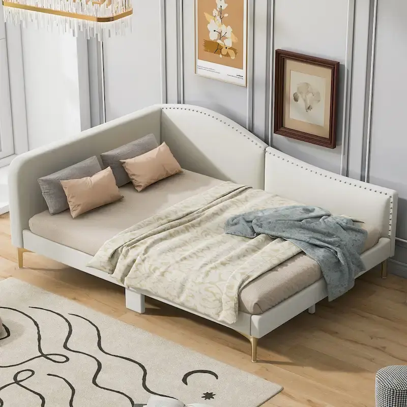 Upholstered Daybed with Guardrail and Headboard