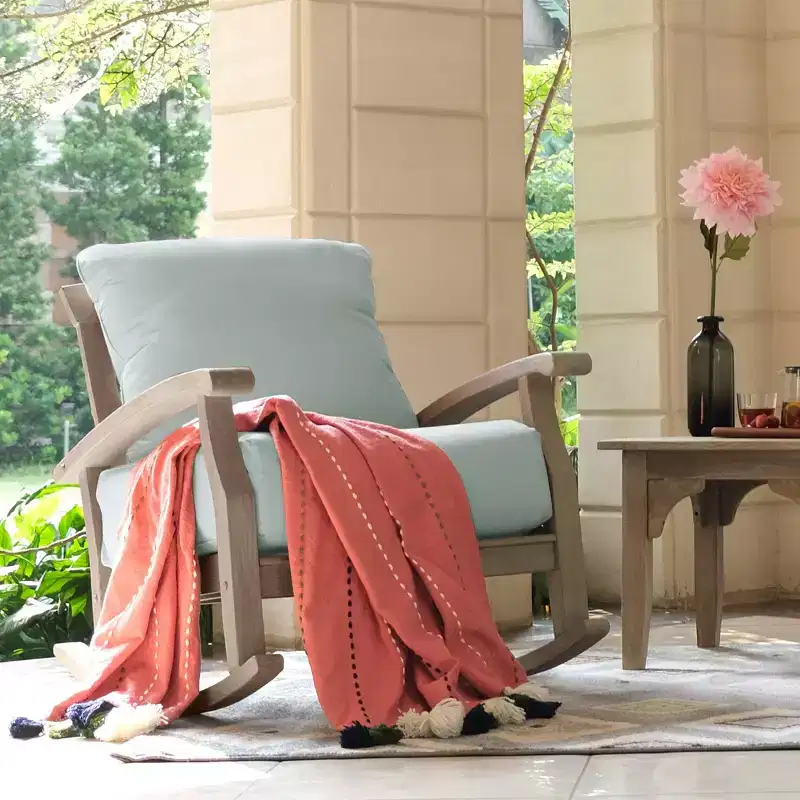 Sonoma Lane Amherst Teak Patio Rocking Chair with Zippered Cushion and Frame